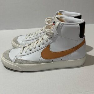 Nike Mens Blazer Mid White and Tan High-Top Sneakers